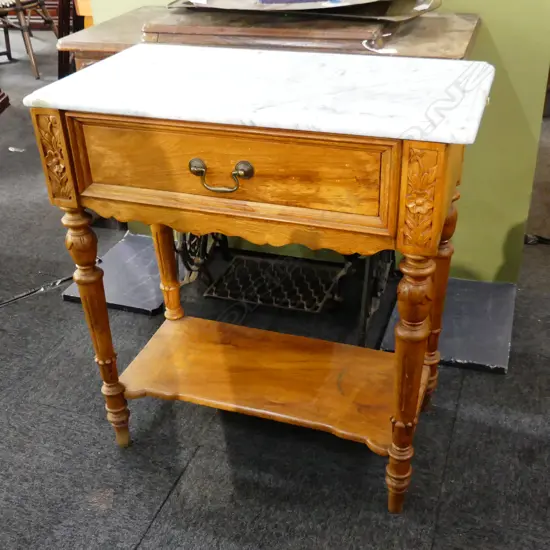 MARBLE TOPPED SIDE TABLE 