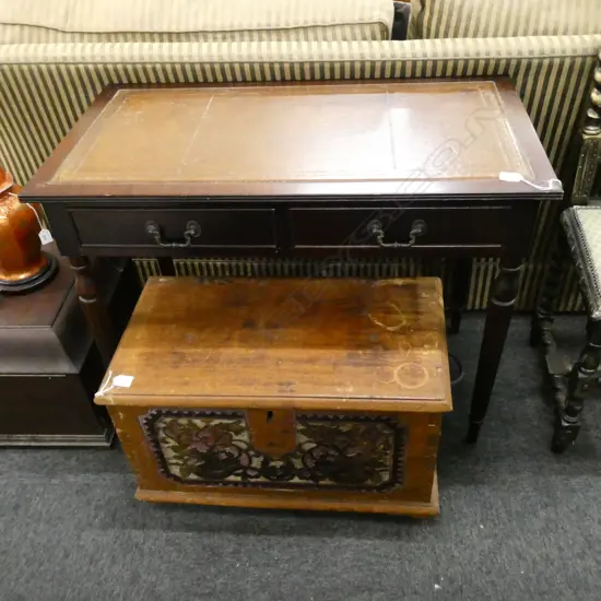 MAHOGANY LEATHER TOPPED DESK 900x490x730mm