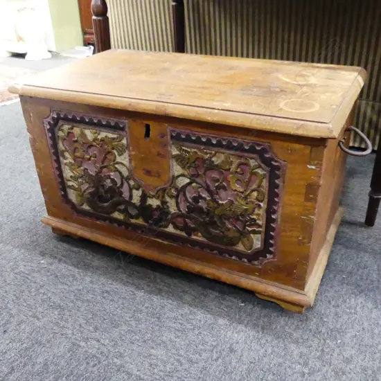 ETHNIC CARVED WOODEN CHEST