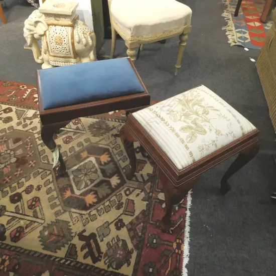 2 QUEEN ANNE STYLE STOOLS