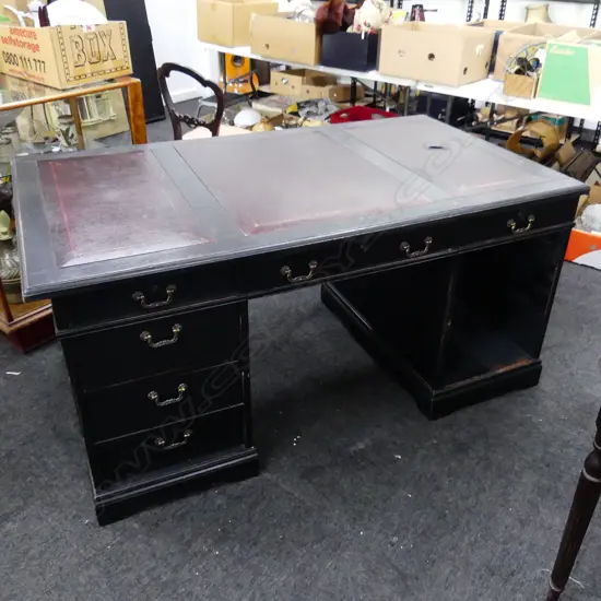 LG BLACK DOUBLE PEDESTAL DESK 1550x885x780mm DRAWERS MISSING / WEAR