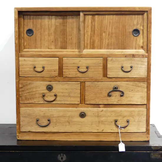 OLD JAPANESE COLLECTOR'S/BEDSIDE CABINET. SIX DRAWER. 575X560mm