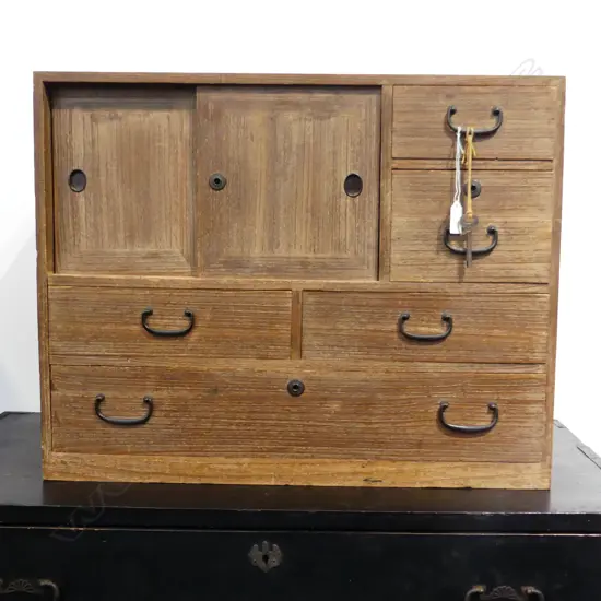 OLD JAPANESE COLLECTOR'S/BEDSIDE CABINET. FIVE DRAWER. 600X480mm