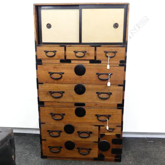 30’S 3 SECTION PAULOWNIA WOOD KIMONO CHEST FROM GIFU PREFECTURE     H.1523mm