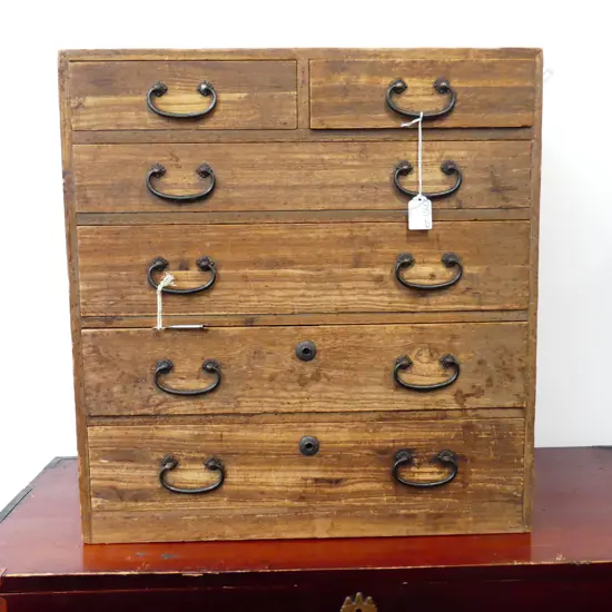 OLD JAPANESE COLLECTOR'S/BEDSIDE CABINET. SIX DRAWER 510X545mm