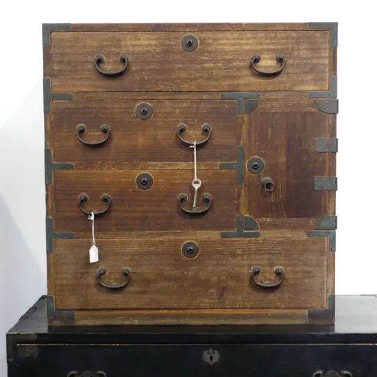 OLD JAPANESE COLLECTOR'S/BEDSIDE CABINET. FOUR DRAWER. 645X670mm