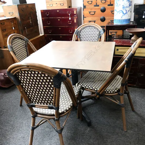 CAFE TABLE & 4 BISTRO CHAIRS 790x790x705mm