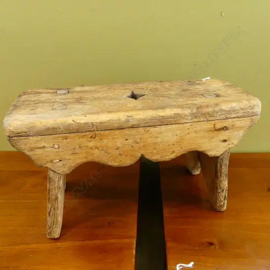 SMALL VINTAGE WOODEN STOOL W.380mm