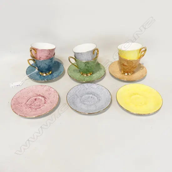 6 ROYAL ALBERT GOSSAMER CUPS (1 w. HAIRLINE) & SAUCERS 