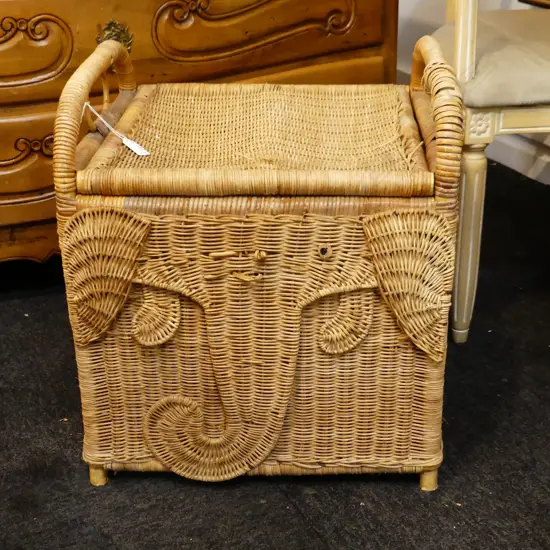 WOVEN BASKET + ASST. FABRIC CONTENTS