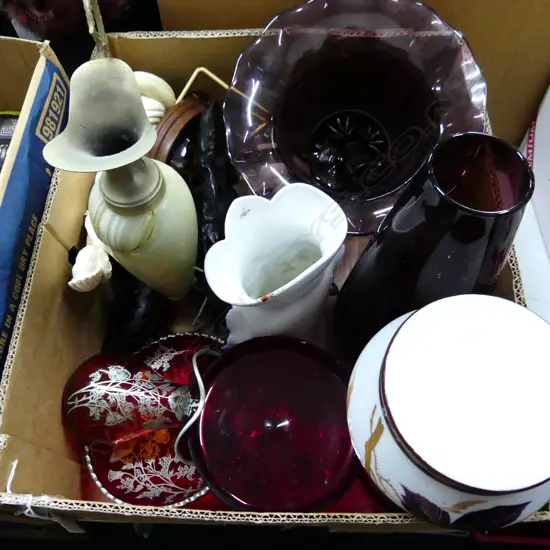 LG BOX MISC. INCL COLOURED GLASS, MARBLE, ETC..