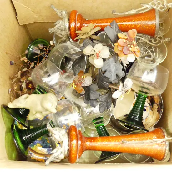 LOT EP HORN HANDLED TANKARD ,HUMIDOR A/F, ORIENTAL, GLASSES ETC