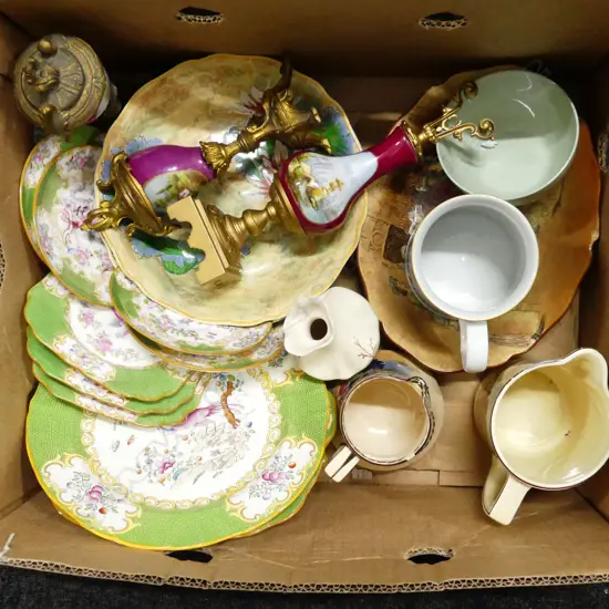 BOX LOT RD PCS FRENCH SIDE ORNS AIR FORCE SOV TANKARD ETC