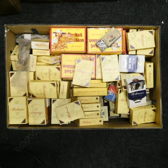 BIG BOX LOT FULL OF OLD CIGARETTE & MATCHBOXES FULL OF SHELLS 