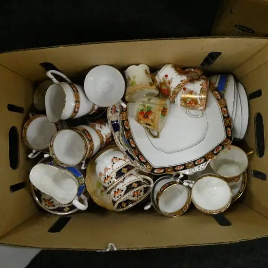 BOX LOT OF PART TEASETS ROYAL ALBERT EUROPEAN ETC.