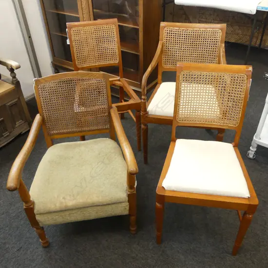 4 CANED BACK CHAIRS (PR + 2)