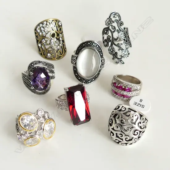 8 ASST. COSTUME RINGS 