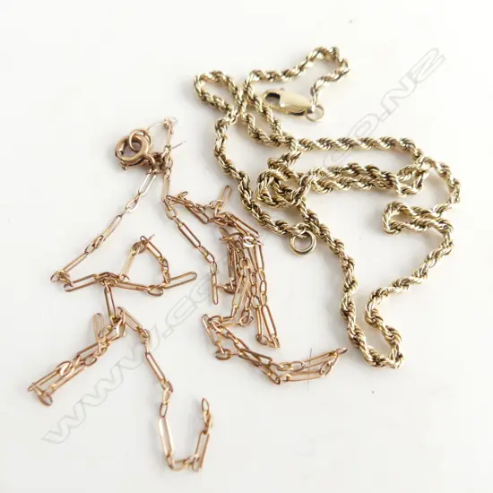 2 9CT CHAINS L.350mm, OTHER BROKEN 3.7 GRAMS