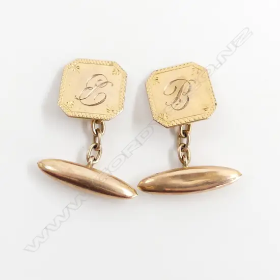 pr 9CT GOLD VINTAGE CUFFLINKS 4gms