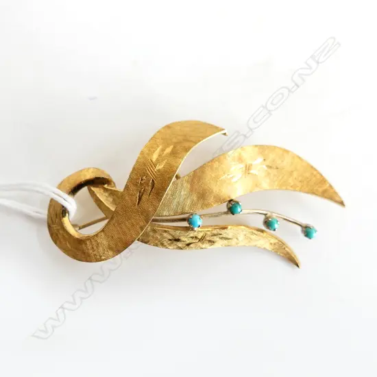 18CT GOLD RETRO BROOCH 5,7GRMS