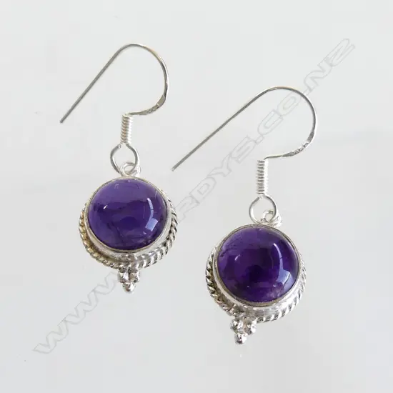 925 SILVER & AMETHYST DROP EARRINGS
