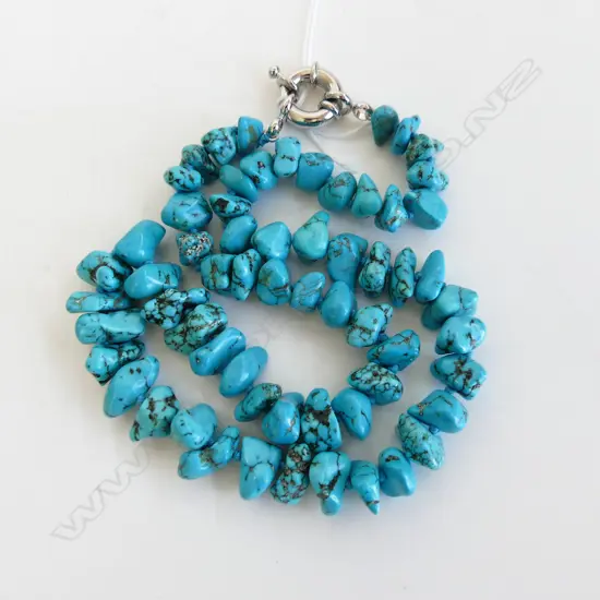 TUMBLED TURQUOISE BEAD NECKLACE