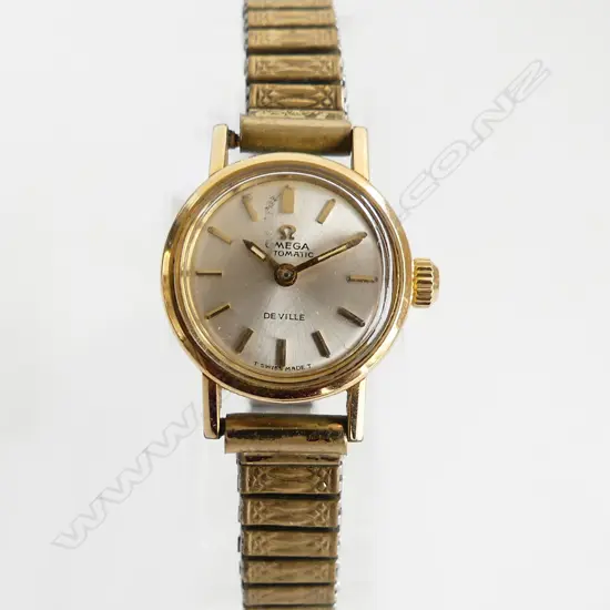 OMEGA LADY'S DE VILLE GOLD PLATE WRIST WATCH expanding strap 