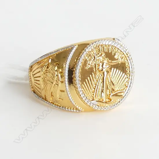 MENS GOLD PLATED HIP HOP SIGNET RING