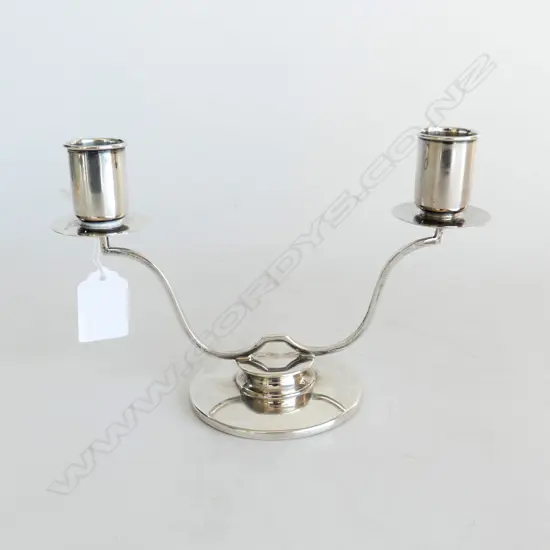 ENGLISH SILVER MODERNIST TWIN BRANCH CANDLEABRA W.185mm