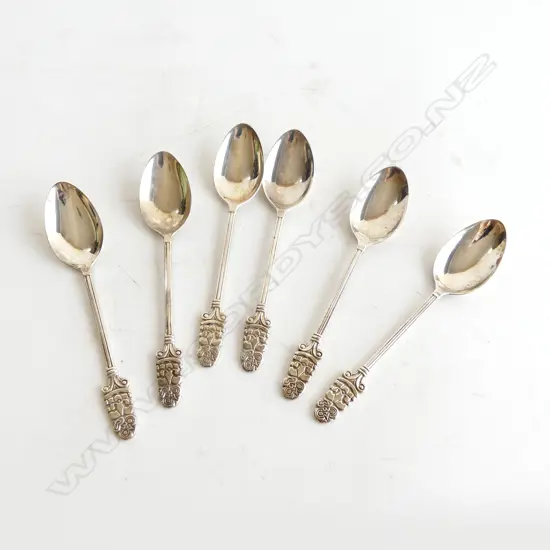 SET OF 6 STG SILVER TIKI COFFEE SPOONS 66 GRAMS