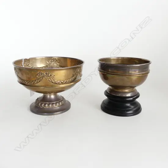 STG SILVER COMPORT (D160mm) BIRM.1909 & TROPHY CUP W, DETACHABLE WOOD BASE (D120mm) BIRM 1913, 490gms silver wgt