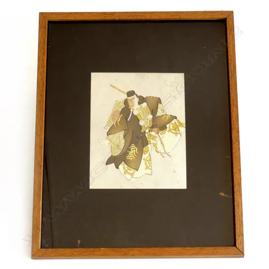 FRAMED JAPANESE METAL WORK FIGURE, 150 X 120mm