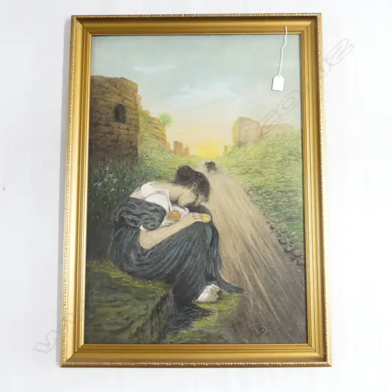 LG SIGNED PASTEL DRAWING, WOMAN IN LANDSCAPE, 1924 710x490mm