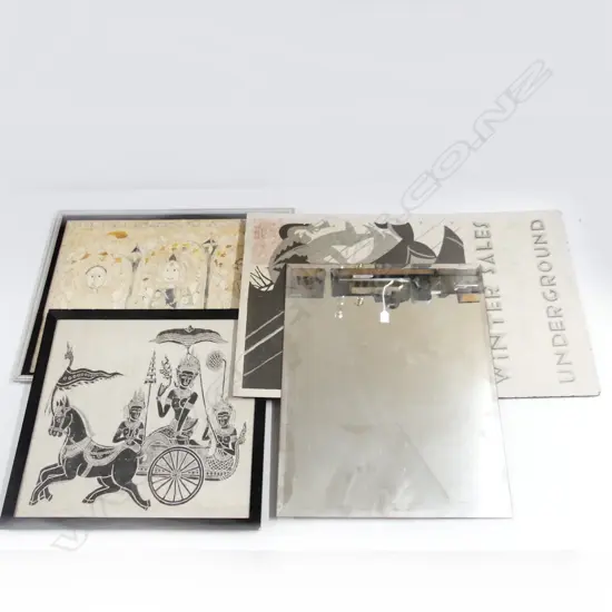 MIRROR 750x600mm + 3 ARTWORKS; UNDERGROUND POSTER 1015x630mm, 2 ORIENTAL