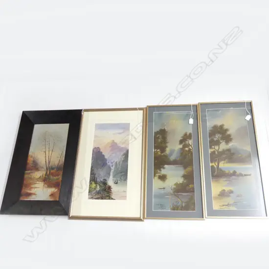 4 LANDSCAPE ARTWORKS incl. 2 C. L. GREEN (both damaged)...