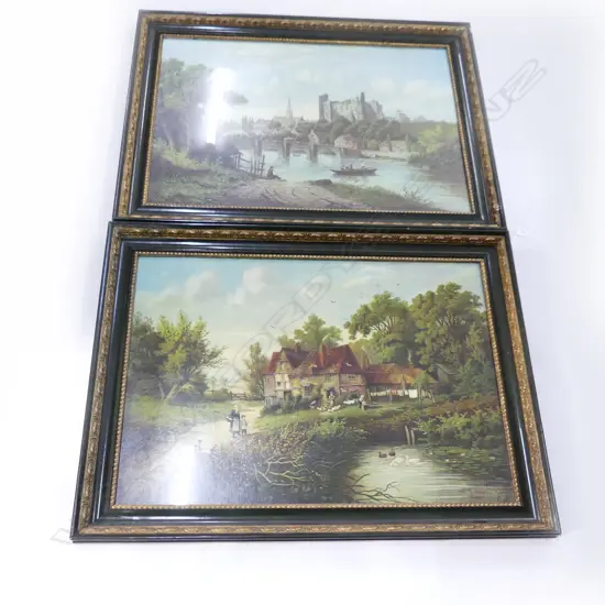 TWO COLORED EDWARDIAN LITHOGRAPHIC PRINTS. COUNTRY THEMES. BOTH 500X700mm