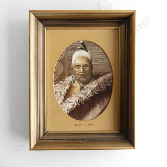 "C.F. GOLDIE" probably Carl Simm oil portrait of 'Perema Te Pahau' c1970/80. 200 x 150mm