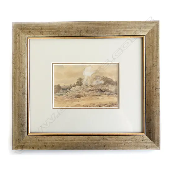 GEYSER, ROTORUA, INSCRIBED VERSO,  WATERCOLOUR, ARTIST UNKNOWN,  110 X 170mm