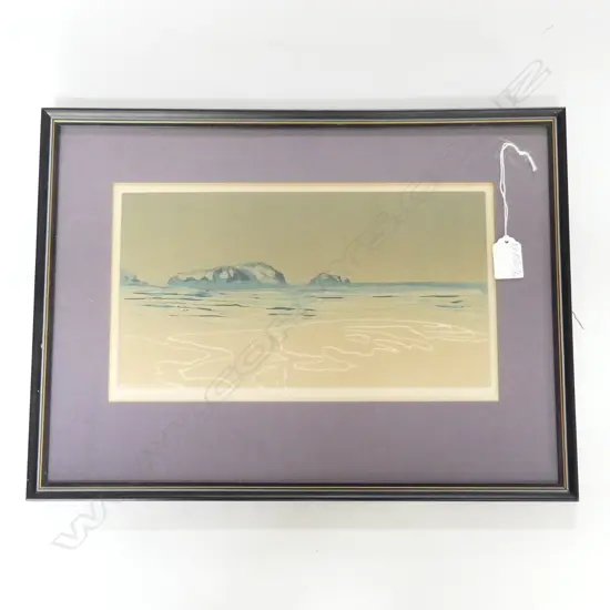 OLD LITHOGRAPHIC PRINT OF PAUANUI BY LEFAN. SIGNED AND DATED 1979, 185X320mm