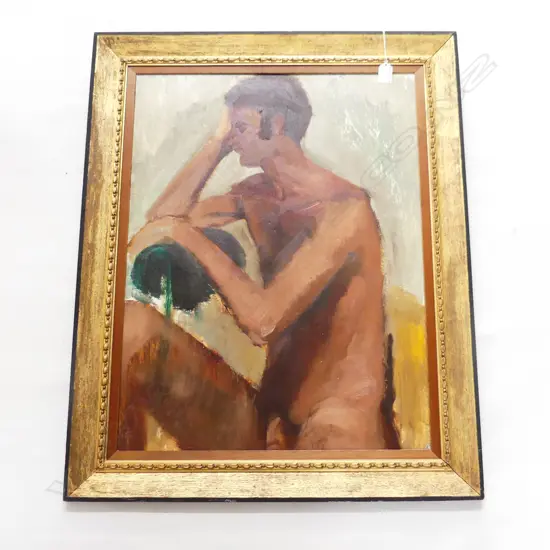 CHARLES ROSE, MALE NUDE, OIL ON BOARD, 645 X 490mm