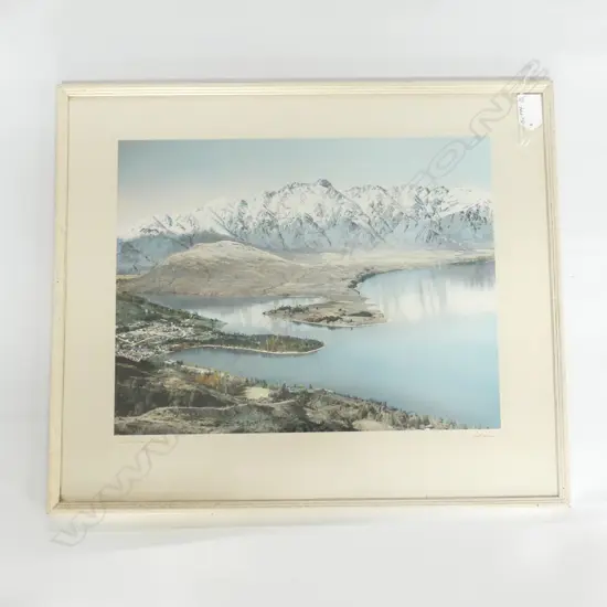 WHITE'S AVIATION VINTAGE PHOTO 'QUEENSTOWN' H/COLOURED 290 X 370mm signed & entitled. labelled verso