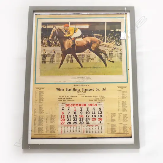 'EVEN STEVENS' WHITE STAR HORSE TRANSPORT CALENDAR 1964' 595x445mm 