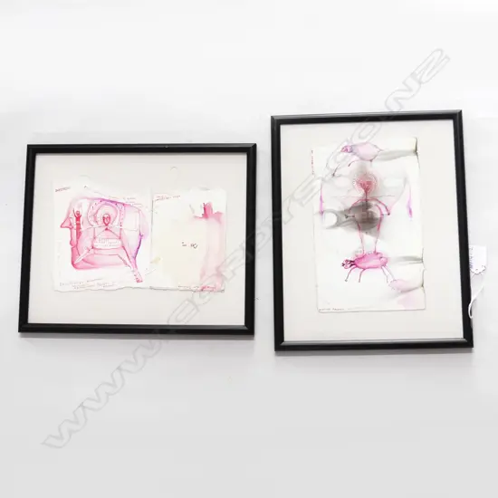 2 JAMES ROBINSON DRAWINGS, INK, PENCIL ON PAPER, 1 SIGNED, 225 X 140mm