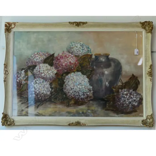MARGUERITE SCALE, STILL LIFE w. HYDRANGEAS 500x750mm