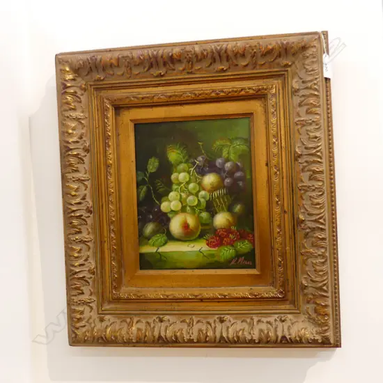 K. MILLS, FRUIT STILL LIFE OIL ON CANVAS, 230x180mm