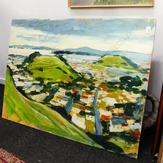 JOHN HORNER (b. 1944), AUCKLAND LANDSCAPE, OIL ON BOARD, SIGNED & DATED '97 740x1015mm
