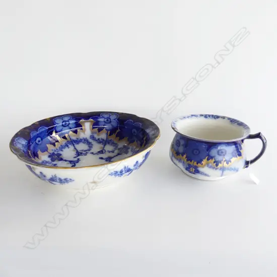 MIDDLEPOINT FLOW BLUE 'BRIAR' LG WASH BOWL (DIA 420mm)  & CHAMBER POT (POT A/F)