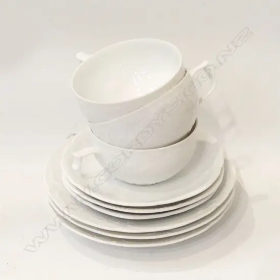 3 ROSENTHAL CLASSIC ROSE PORCELAIN CUP, SAUCER & PLATE TRIOS