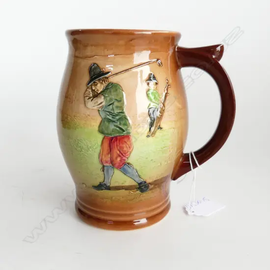 ROYAL DOULTON KINGWARE GOLFING MUG, H.150mm