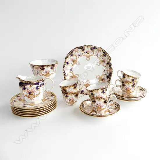 ROYAL CROWN DERBY  COFFEE SET PATTERN 3788 6 DEMITASSES /WITH SAUCERS 1916/6 PLATES/JUG /BOWL AND CAKE PLATE C1915 D 210